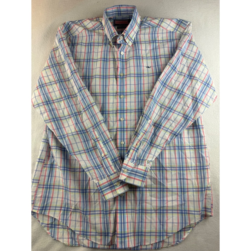Vineyard Vines Whale Shirt Plaid Button Down Long Sleeve Men's Size M